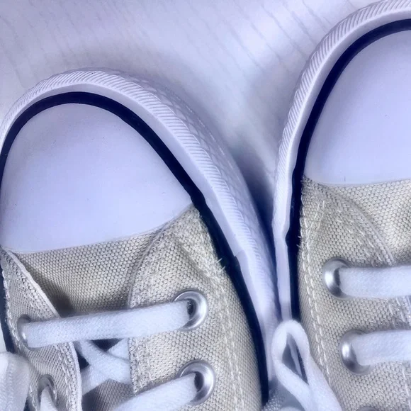 Converse Women's All Star Ox Lift Gold/Cream Sparkling Canvas Platform Sneakers - Picture 13 of 16